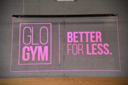 glo gym oldham interior signage