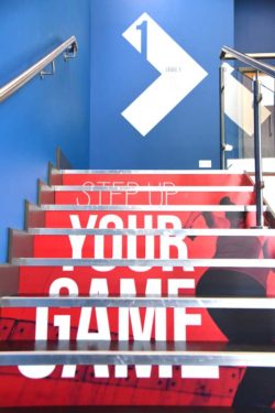 Glo gym vinyl wrapped stairs